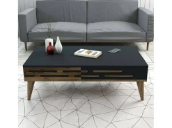 Mesa de centro Dpiacent, Mesa de café, Porta-revistas para sofá, Prateleira para sala, 105x35h60 cm, Nogueira e Antracite