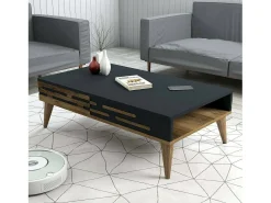 Mesa de centro Dpiacent, Mesa de café, Porta-revistas para sofá, Prateleira para sala, 105x35h60 cm, Nogueira e Antracite