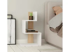 Mesa de centro Dpittali, Mesa basSou de café, porta-revistas para sofá, prateleira para sala de estar, 42x30h72 cm, branco e carvalho