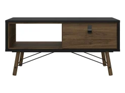Mesa de centro Dvalot, Mesa de centro baixa, Porta-revistas para sofá, Estante de sala, 102x48 h50 cm, Preto e Nogueira