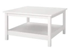 Mesa de centro Dvalzani, Mesa de centro baixa, Porta-revistas para sofá, Estante de sala, 81x81 h45 cm, Branco