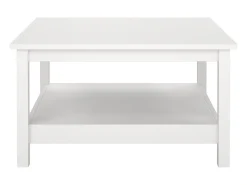 Mesa de centro Dvalzani, Mesa de centro baixa, Porta-revistas para sofá, Estante de sala, 81x81 h45 cm, Branco
