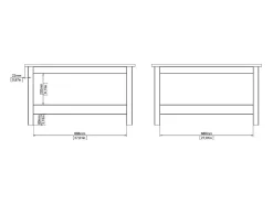 Mesa de centro Dvalzani, Mesa de centro baixa, Porta-revistas para sofá, Estante de sala, 81x81 h45 cm, Branco