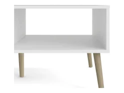 Mesa de centro Dvannin, Mesa de centro baixa, Porta-revistas para sofá, Estante de sala, 99x60 h43 cm, Branco e Carvalho