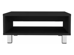 Mesa de centro Eclipse em melamina com prateleiras inferiores e 4 pés , preto , 26.9 cm X 60 cm X 60 cm