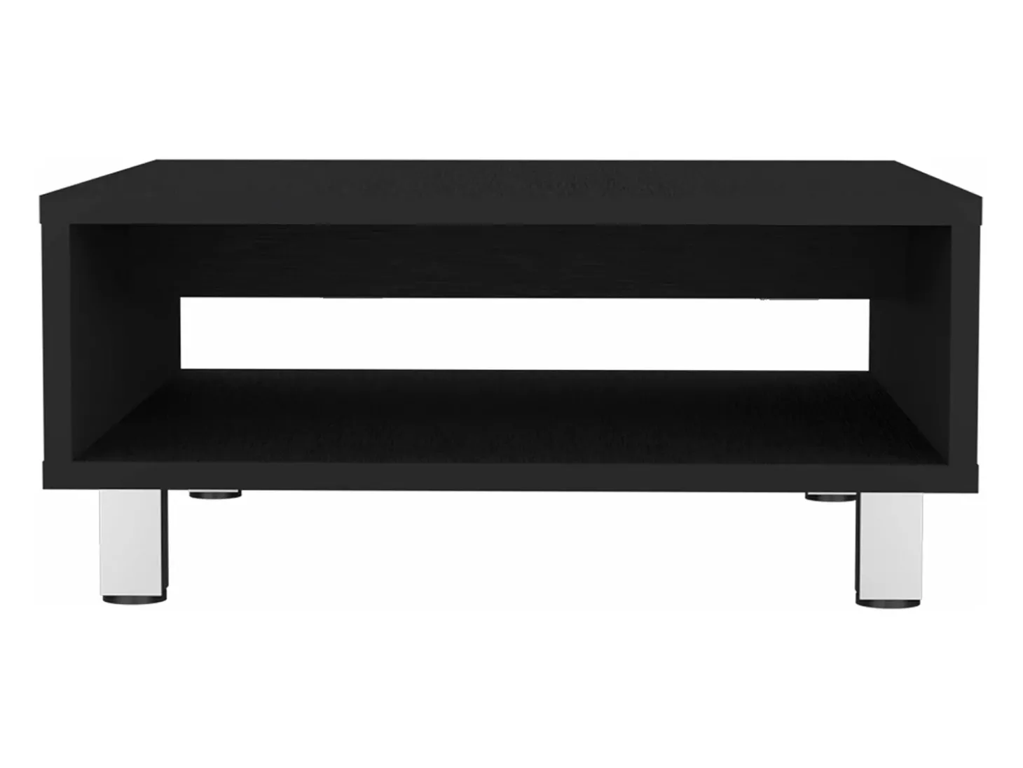 Mesa de centro Eclipse em melamina com prateleiras inferiores e 4 pés , preto , 26.9 cm X 60 cm X 60 cm