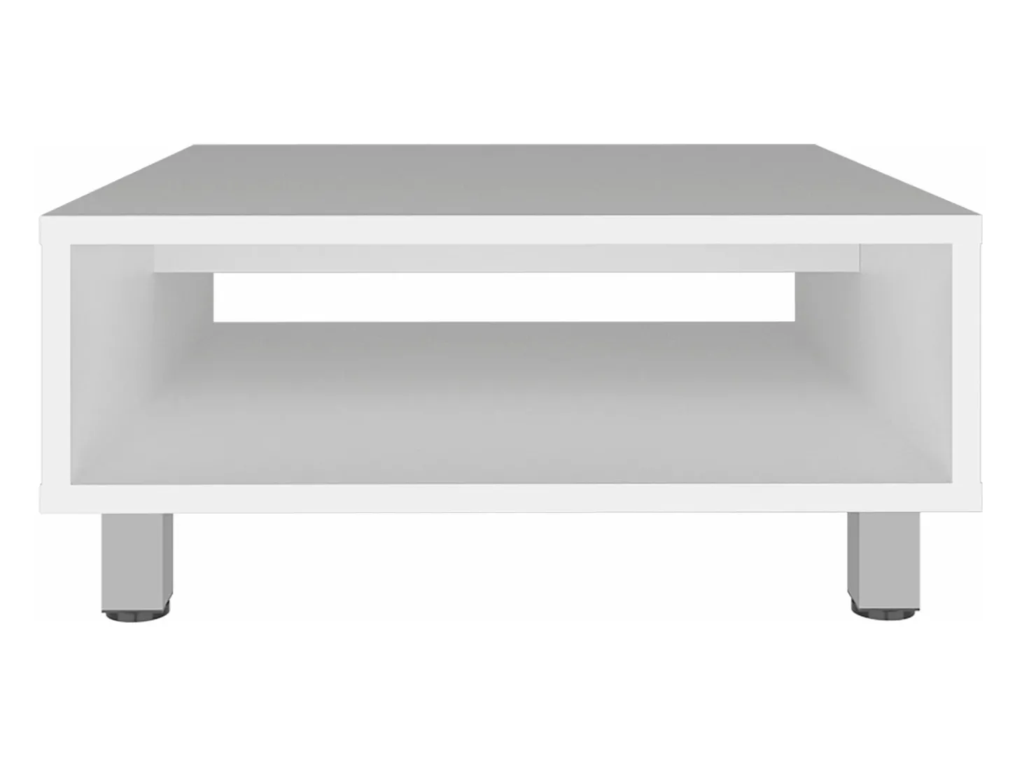 Mesa de centro Eclipse em melamina com prateleiras inferiores e 4 pés, branca, 26.9 cm X 60 cm X 60 cm