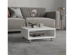 Mesa de centro Eclipse em melamina com prateleiras inferiores e 4 pés, branca, 26.9 cm X 60 cm X 60 cm