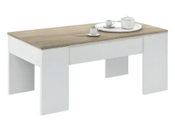 Mesa de centro elevatória carvalho canadense Artik branco 43x102x50cm