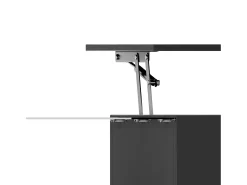 Mesa de centro elevatória preta com LED, tampo em vidro e arrumação 100x50x33/47,5cm