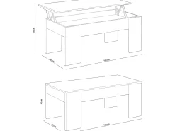 Mesa de centro elevatória Elise branca com cambria, sua combinação de funcionalidade e design ideal para sua casa
