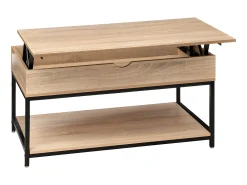 Mesa de centro elevatória Aliaj em preto e carvalho claro, 95 x 50 cm