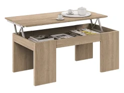 Mesa de centro elevatória para sala de estar e sala de jantar, carvalho canadense, 43 x 100 x 50 cm