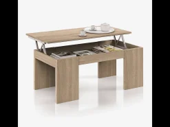 Mesa de centro elevatória para sala de estar e sala de jantar, carvalho canadense, 43 x 100 x 50 cm