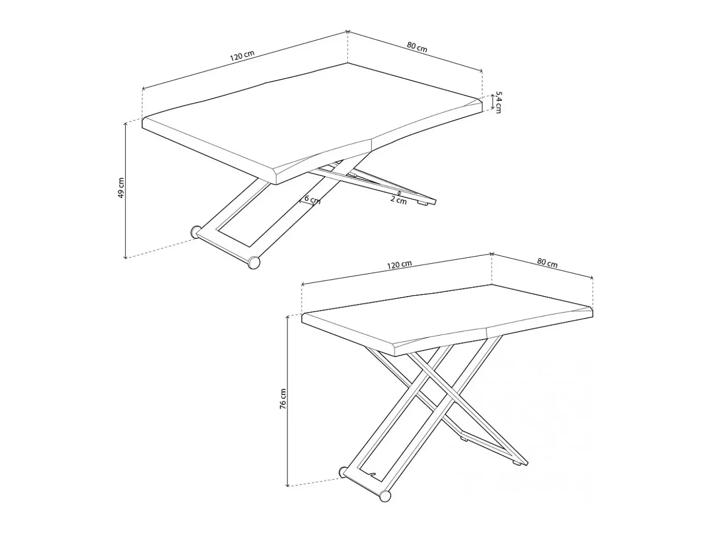 Mesa de centro elevatória Lada Fit