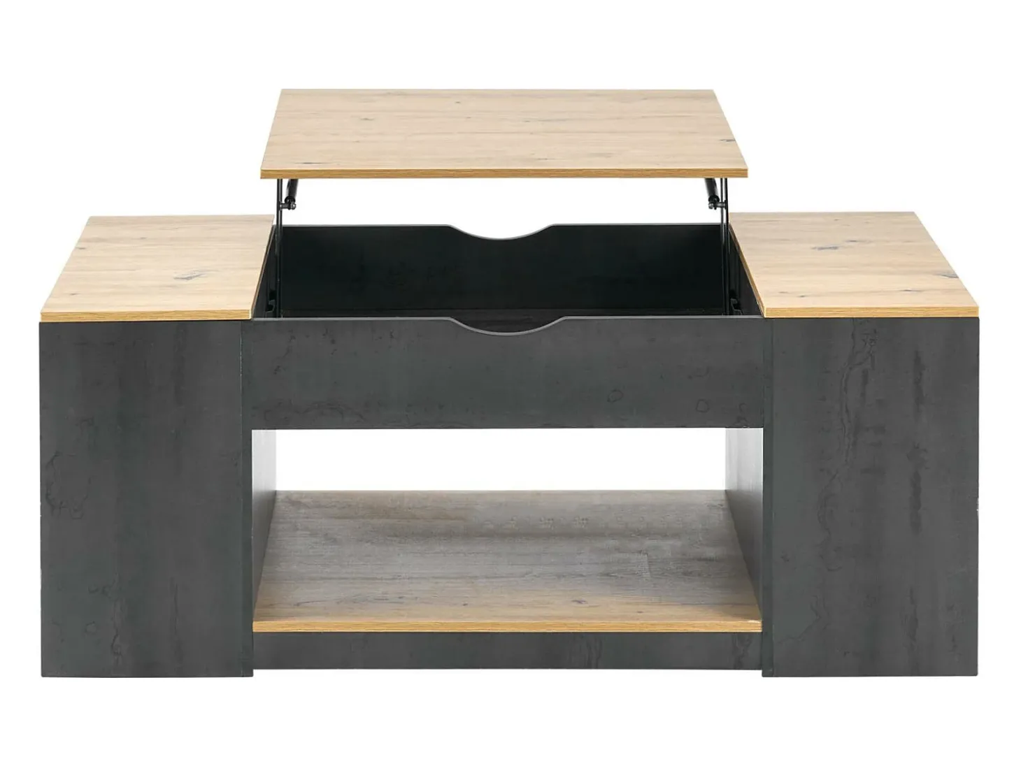 Mesa de centro elevável em MDF - com espaço de arrumação por baixo da mesa - Cinzento