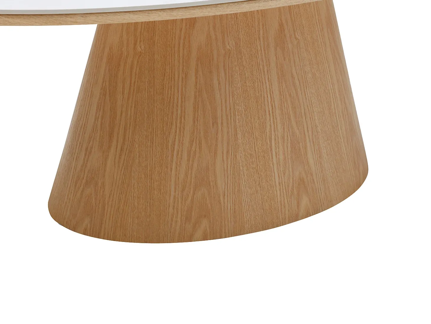 Mesa de centro em cerâmica e MDF - Efeito mármore branco e natural claro - ANTELADA