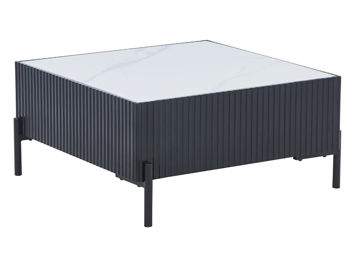 Mesa de centro em cerâmica, MDF e metal - Preto e branco - CYNDORA