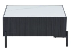 Mesa de centro em cerâmica, MDF e metal - Preto e branco - CYNDORA