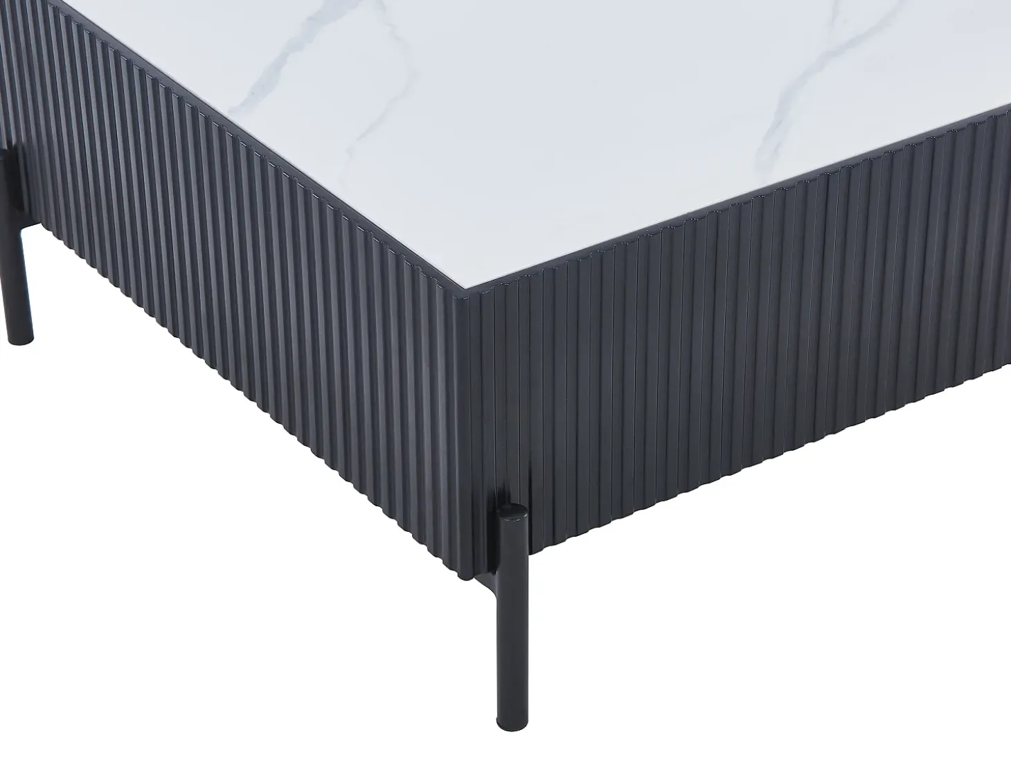 Mesa de centro em cerâmica, MDF e metal - Preto e branco - CYNDORA