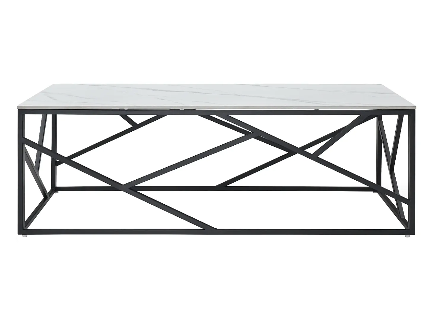 Mesa de centro em cerâmica e metal - Efeito mármore branco e preto - MELRONE