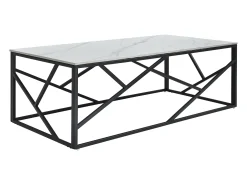 Mesa de centro em cerâmica e metal - Efeito mármore branco e preto - MELRONE