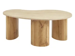 Mesa de centro em MDF - Efeito travertino bege e natural claro - ALOZYA