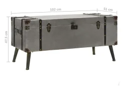 Mesa de centro em MDF e alumínio 102x51x47,5 cm