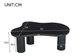Mesa de centro em MDF e PVC - tampo irregular em forma de nuvem - Preto