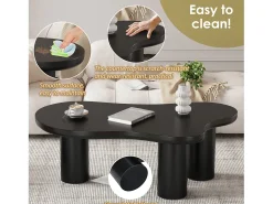 Mesa de centro em MDF e PVC - tampo irregular em forma de nuvem - Preto