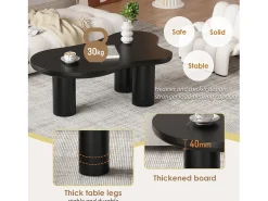 Mesa de centro em MDF e PVC - tampo irregular em forma de nuvem - Preto