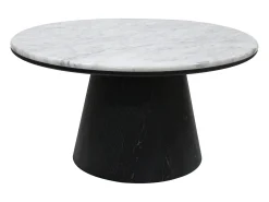 Mesa de centro em mármore e folheado de carvalho - Preto - SADURA