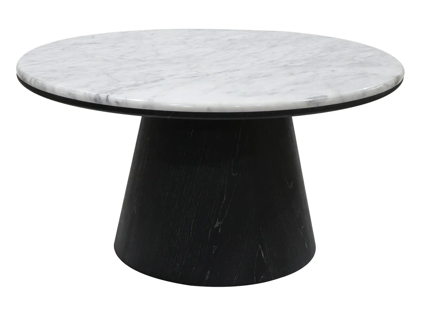 Mesa de centro em mármore e folheado de carvalho - Preto - SADURA