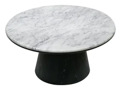Mesa de centro em mármore e folheado de carvalho - Preto - SADURA