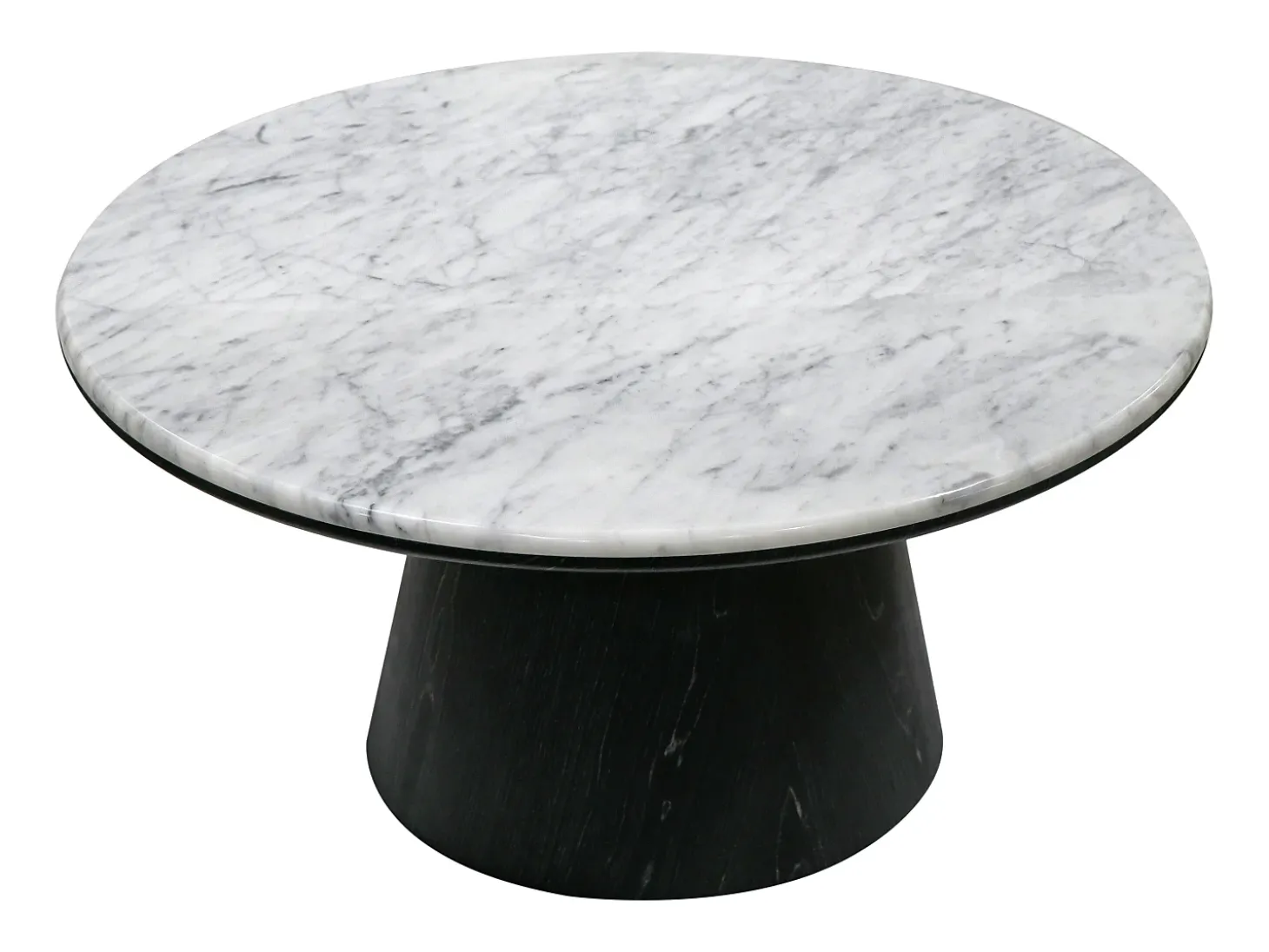 Mesa de centro em mármore e folheado de carvalho - Preto - SADURA