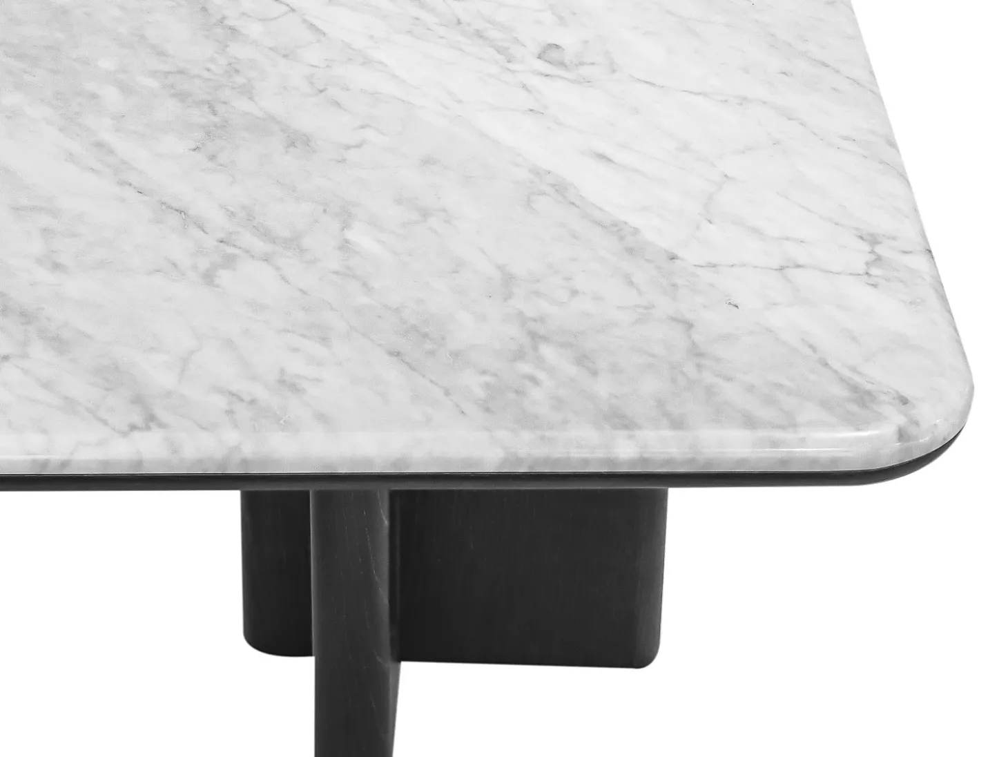 Mesa de centro em mármore e folheado de freixo - Branco e preto - ZANESKA