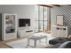 Mesa de centro em pedra, Mesa de centro com tampo elevável, Mesa baixa da sala, 105x55h45/56 cm, Branco