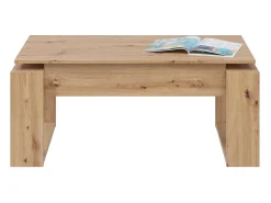 Mesa de centro em sílex, Mesa de centro com tampo elevável, Mesa baixa da sala, 105x55h45/56 cm, Carvalho atado