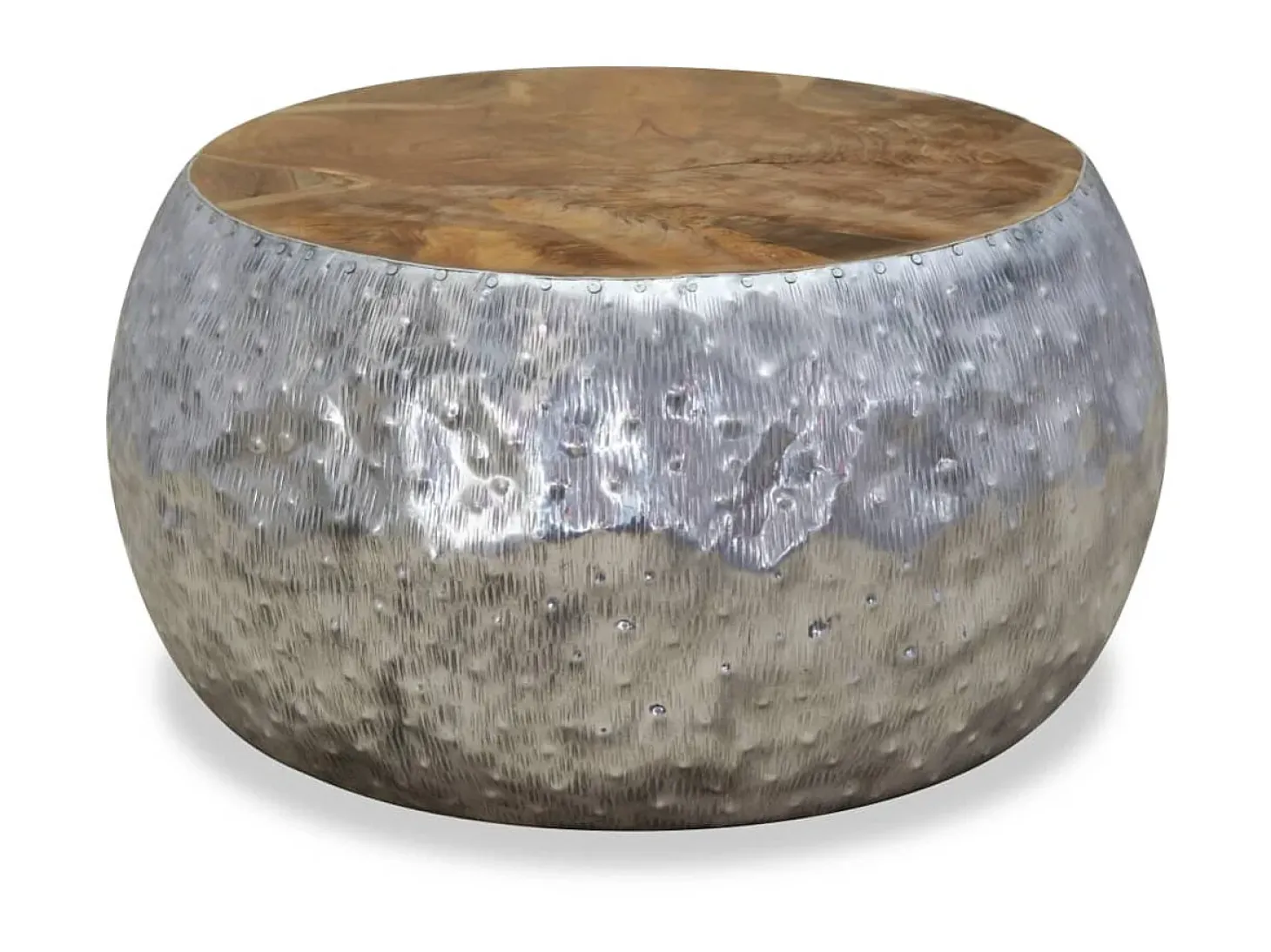 Mesa de centro em teca e alumínio 60x60x30 cm PT185110