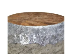 Mesa de centro em teca e alumínio 60x60x30 cm