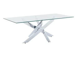 Mesa de centro em vidro temperado e metal cromado - Transparente - COSIMA