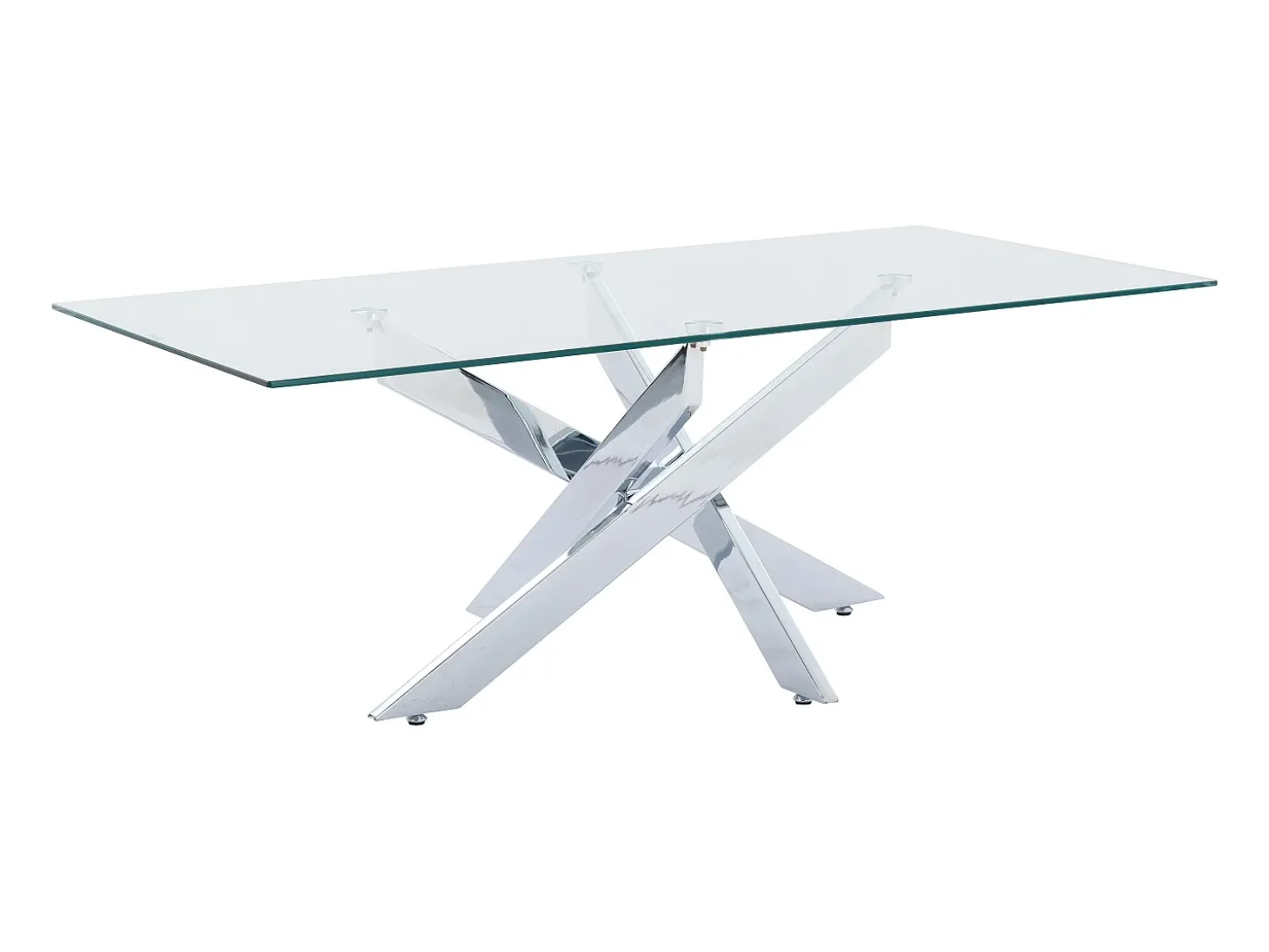 Mesa de centro em vidro temperado e metal cromado - Transparente - COSIMA