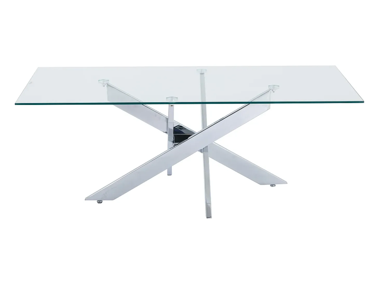 Mesa de centro em vidro temperado e metal cromado - Transparente - COSIMA