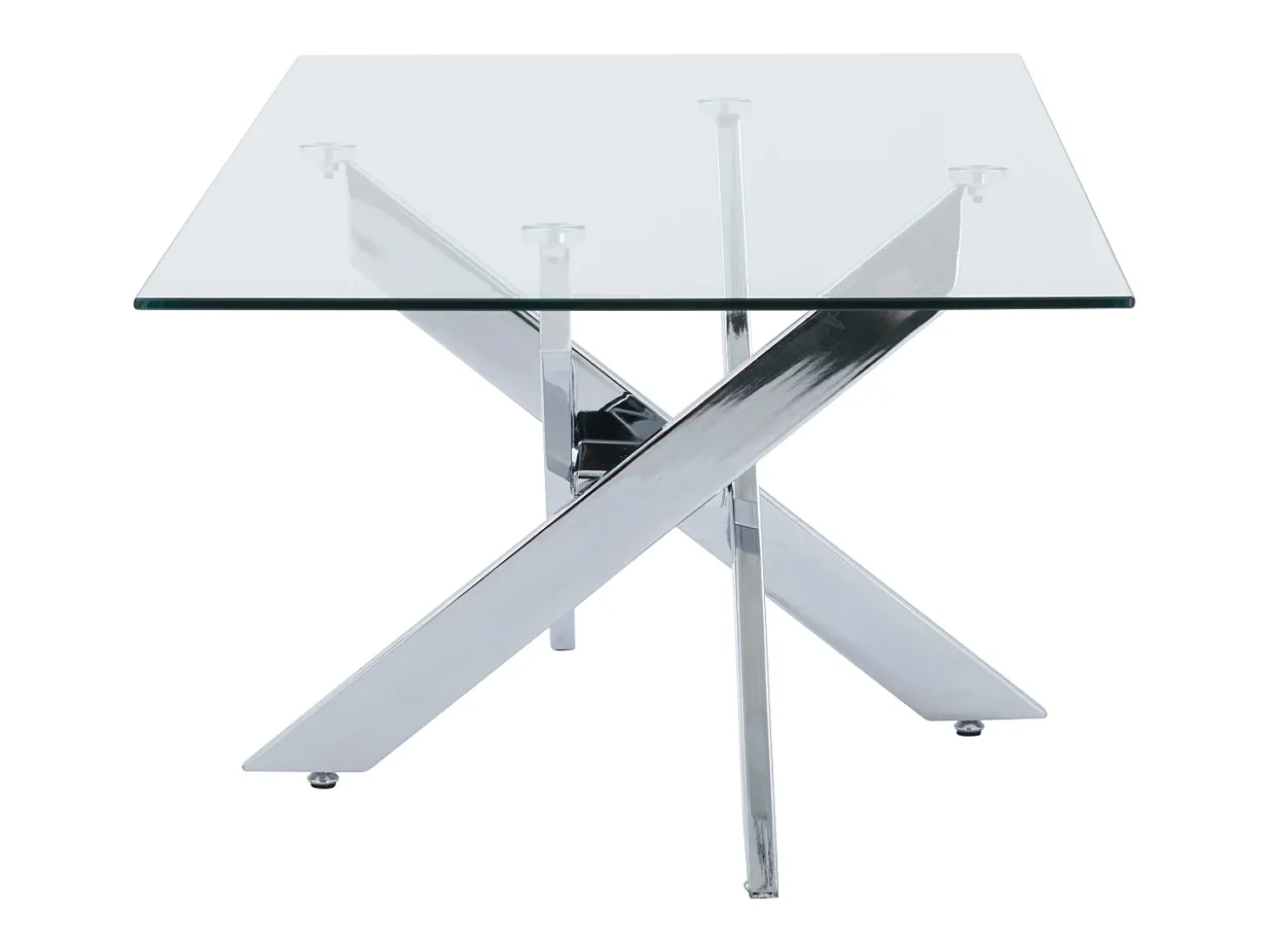 Mesa de centro em vidro temperado e metal cromado - Transparente - COSIMA