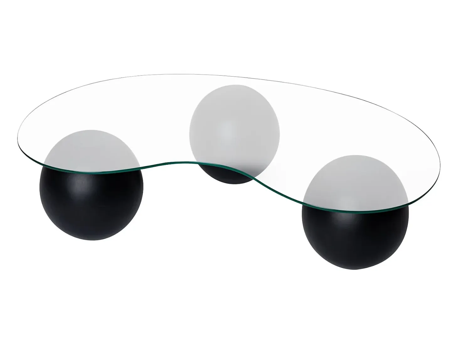 Mesa de centro em vidro temperado - Transparente e preto - DENISA