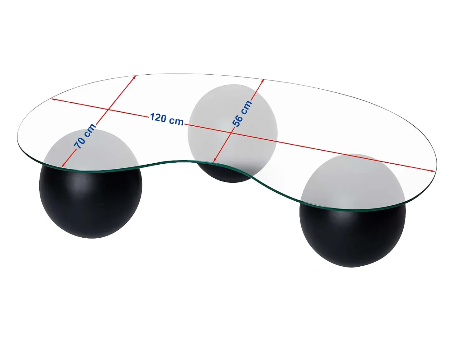 Mesa de centro em vidro temperado - Transparente e preto - DENISA