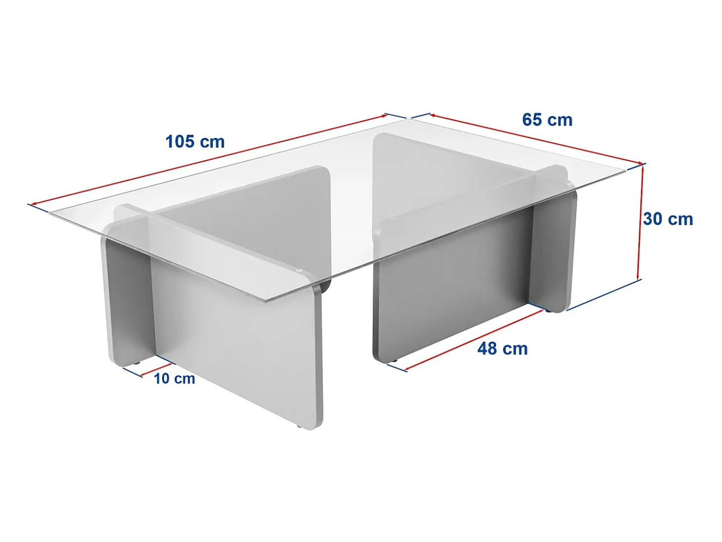 Mesa de centro em vidro temperado - Natural claro e Transparente - AZRA