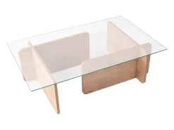 Mesa de centro em vidro temperado - Natural claro e Transparente - AZRA