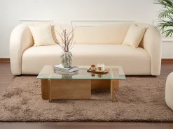 Mesa de centro em vidro temperado - Natural claro e Transparente - AZRA
