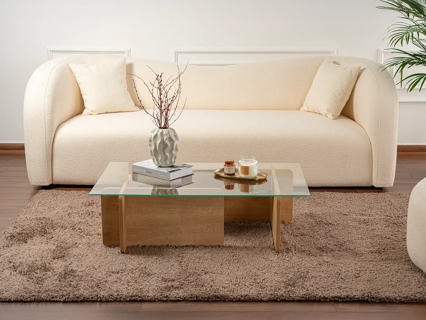 Mesa de centro em vidro temperado - Natural claro e Transparente - AZRA